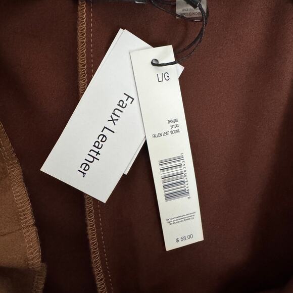 T Tahari Faux Leather Brown Suede Pull On Pants US Women's L - Picture 6 of 9